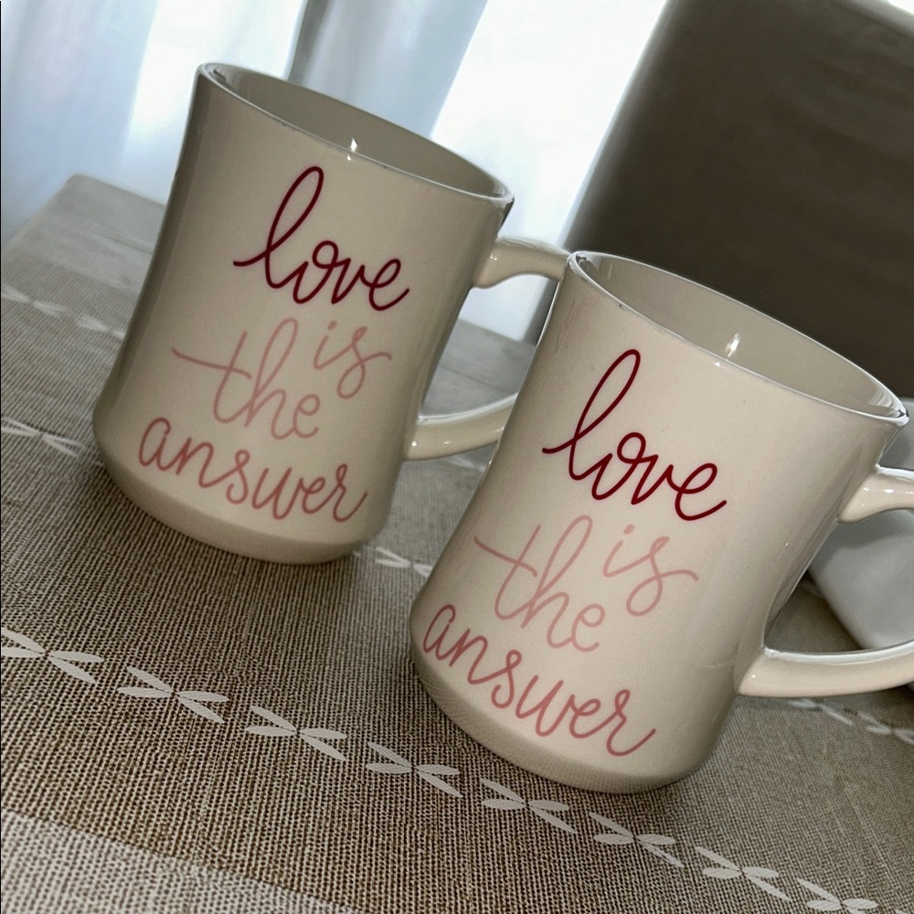 Set of 2 Target OPALHOUSE  love is the answer coffee mugs stoneware